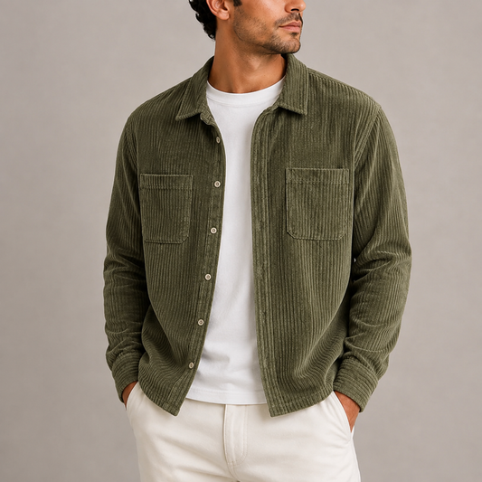 Herren Corduroy Overshirt Jacke – Langarm Button-Up RivaSylt