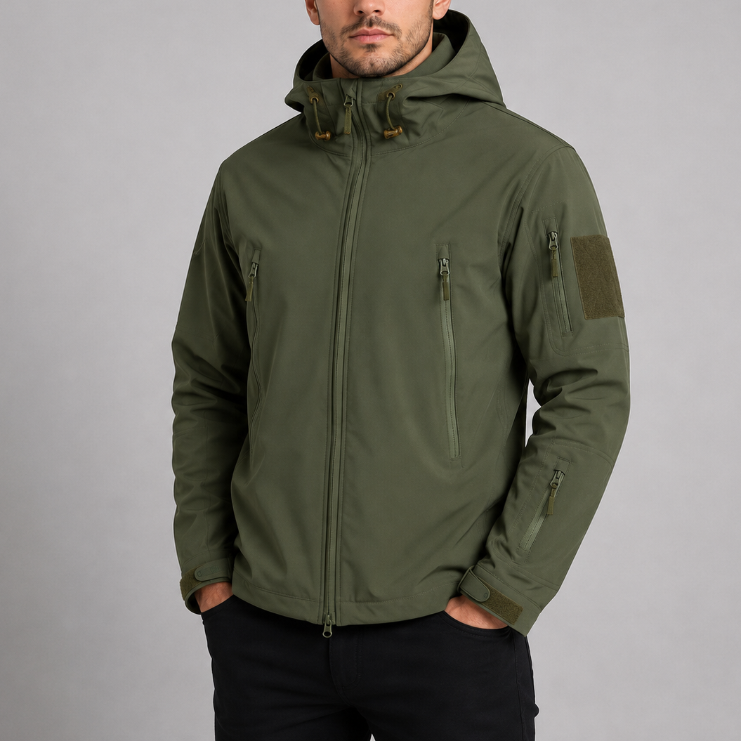 Herren Wasserdichte Taktische Jacke | Kapuzenwinddichter Outdoor Softshell-Mantel RivaSylt
