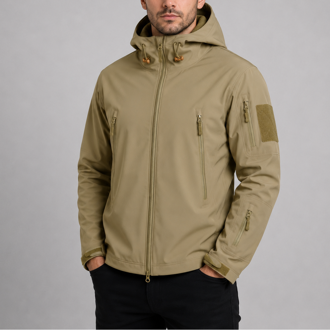 Herren Wasserdichte Taktische Jacke | Kapuzenwinddichter Outdoor Softshell-Mantel RivaSylt