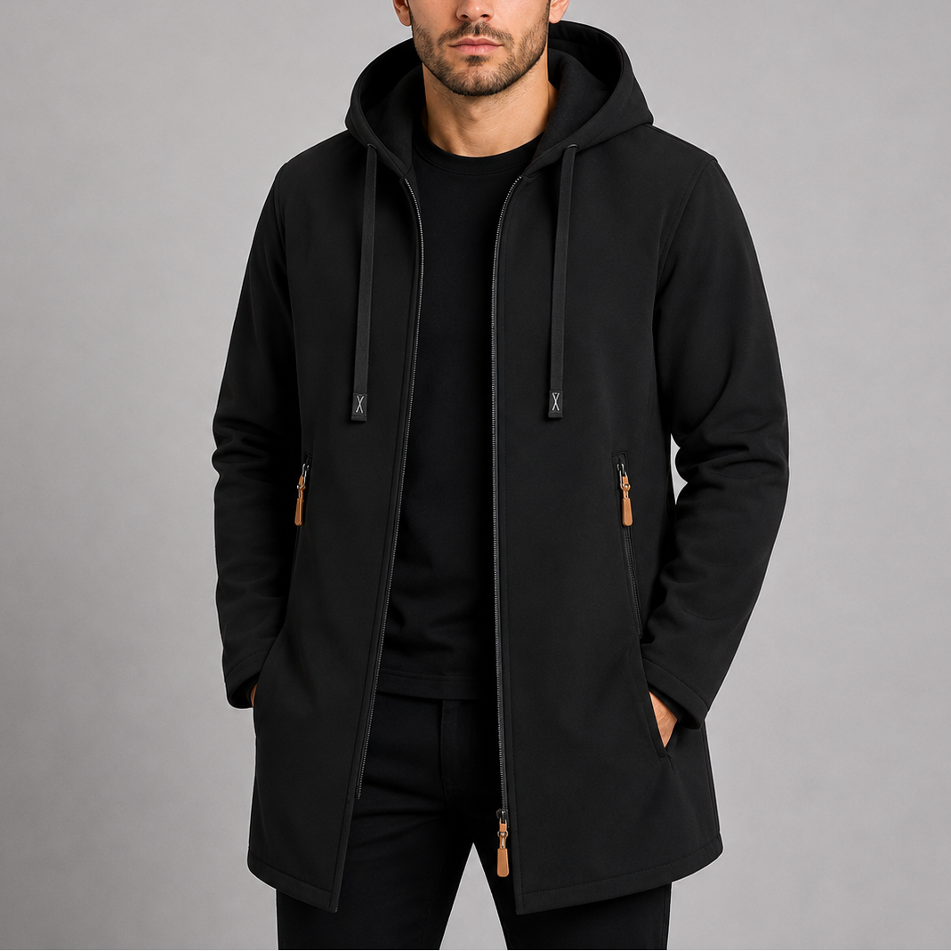 Herren Freizeit-Langmantel | Kapuzen-Reißverschlussjacke für den Außenbereich RivaSylt