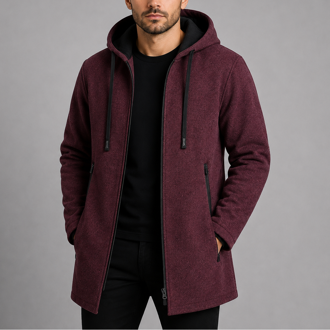 Herren Freizeit-Langmantel | Kapuzen-Reißverschlussjacke für den Außenbereich RivaSylt