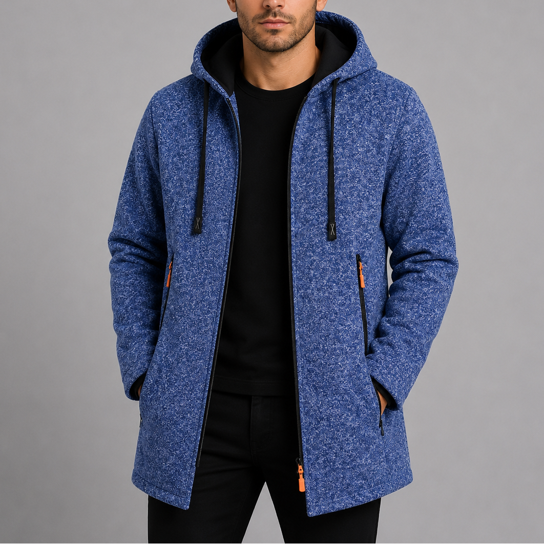 Herren Freizeit-Langmantel | Kapuzen-Reißverschlussjacke für den Außenbereich RivaSylt