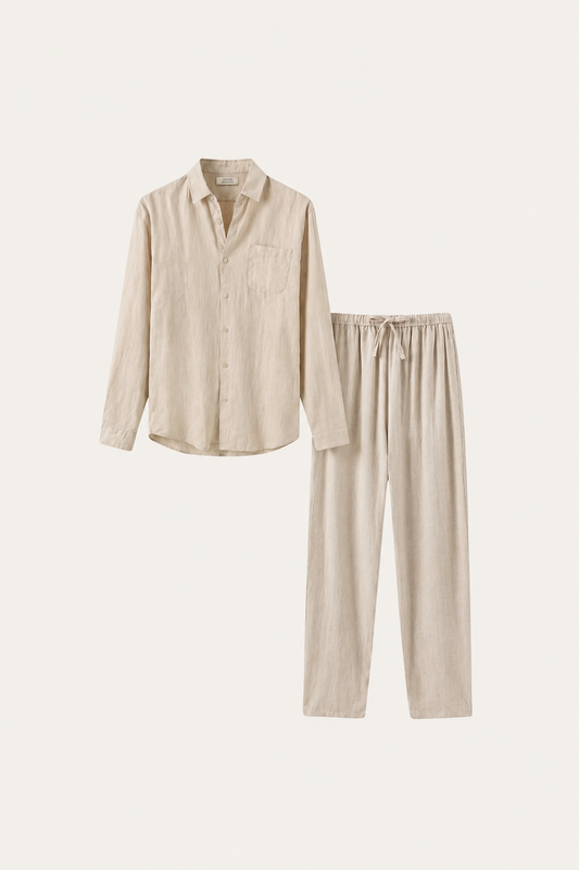 Bellagio Leinen Set Langarm Beige Maja