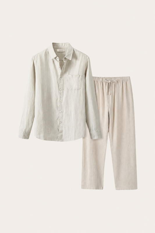 Pisa Leinen Set Langarm Beige/Beige Maja