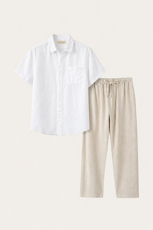 Trento Leinen Set Weiß/Beige Maja