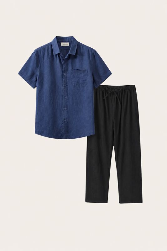 Trento Leinen Set Blau/Schwarz Maja