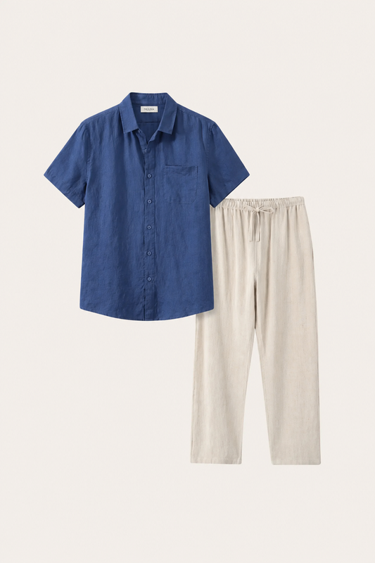 Trento Leinen-Set Blau/Beige Maja