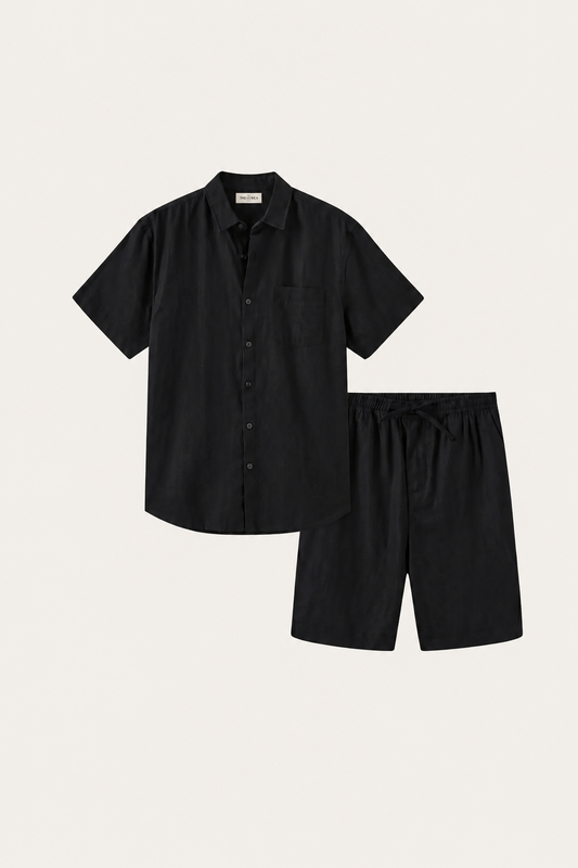 Verona Leinenhemd & Shorts Schwarz Maja