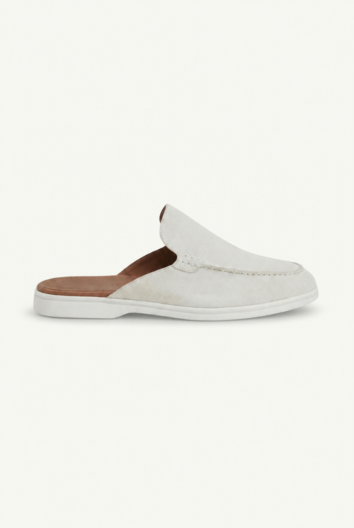 Weiße Wildleder Yacht-Mules Maja