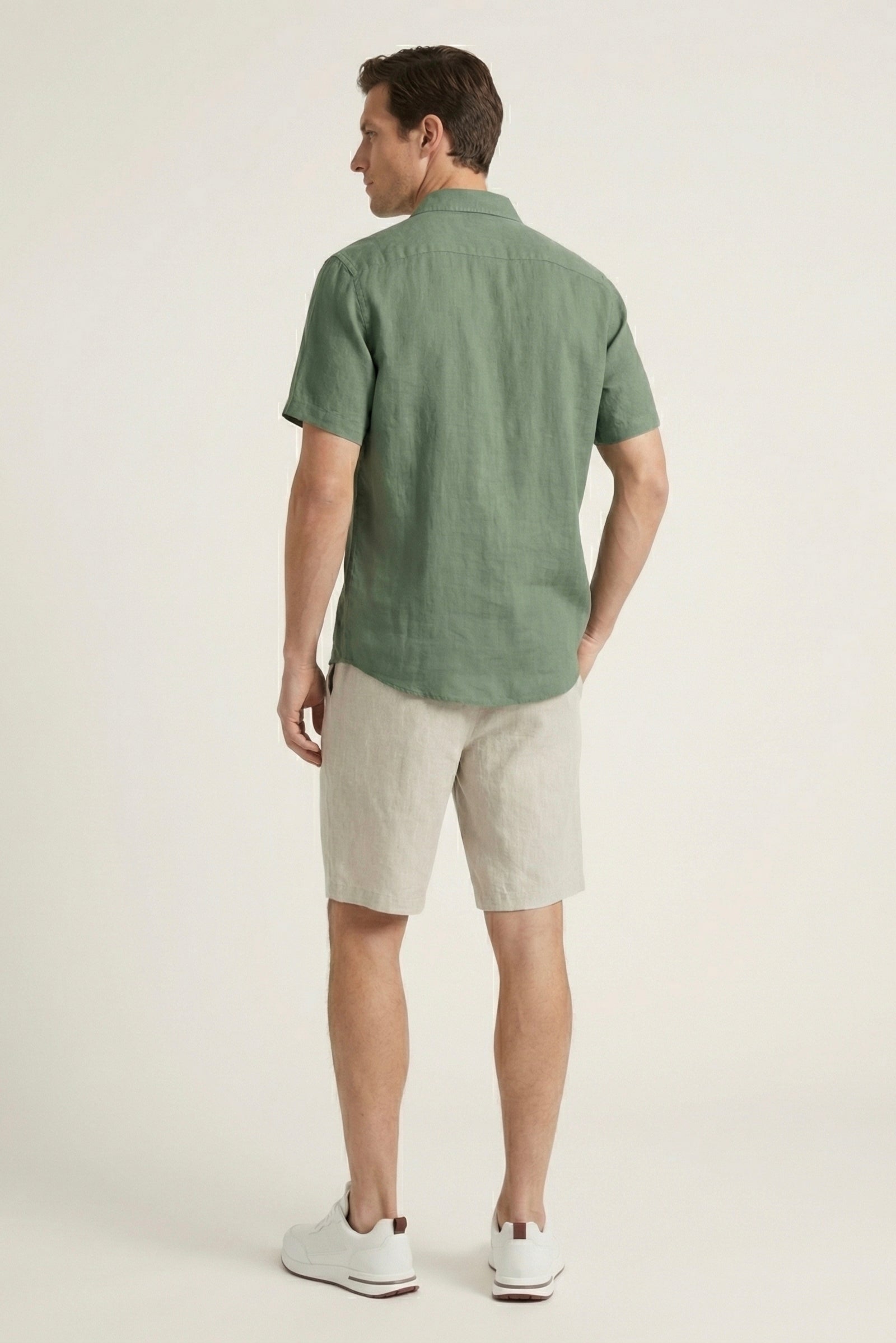 Verona Leinenhemd & Shorts Grün/Beige Maja