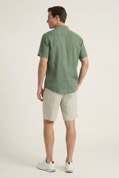 Verona Leinenhemd & Shorts Grün/Beige Maja
