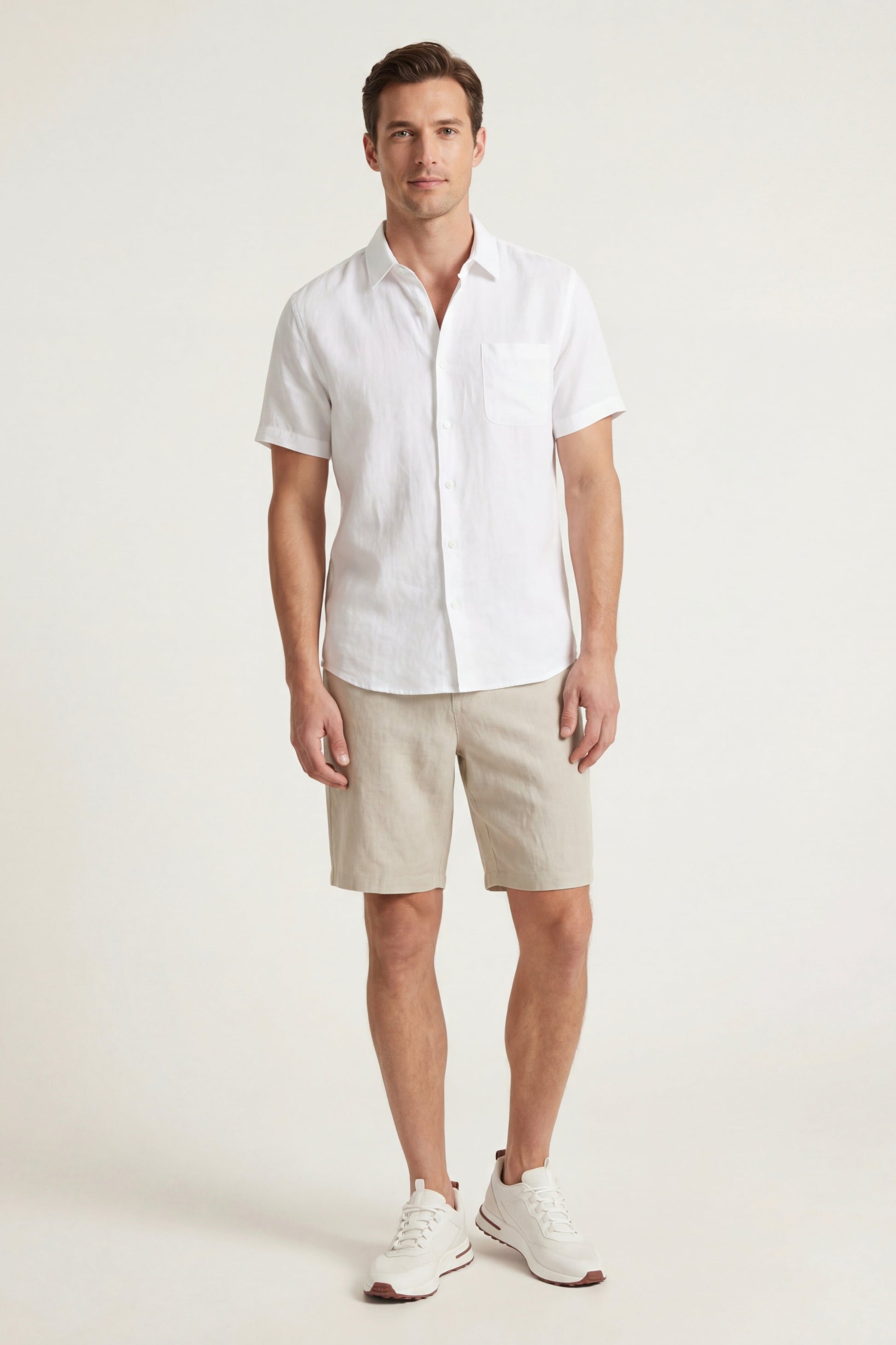 Verona Leinenhemd & Shorts Weiß/Beige Maja