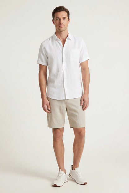Verona Leinenhemd & Shorts Weiß/Beige Maja