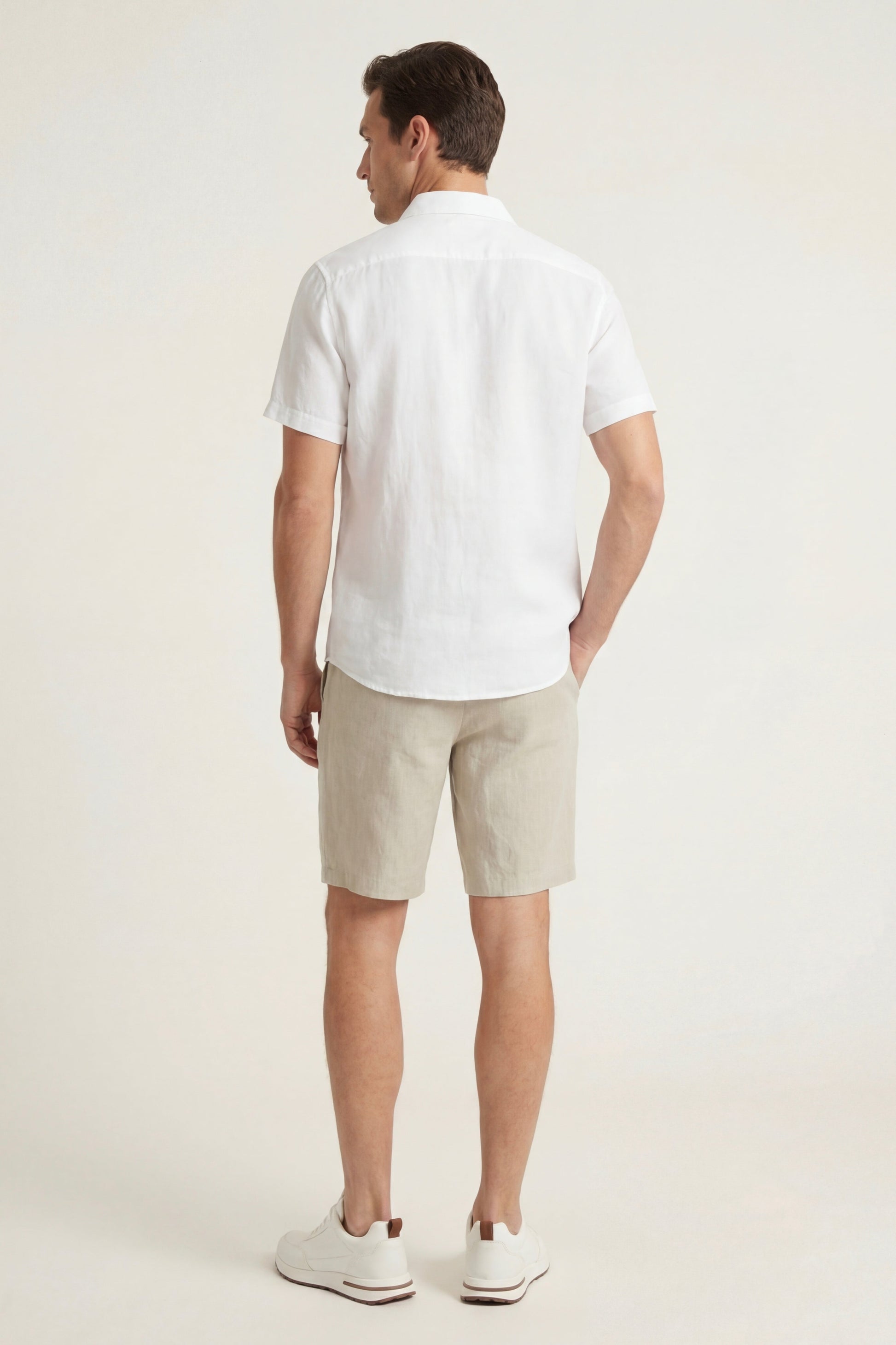 Verona Leinenhemd & Shorts Weiß/Beige Maja