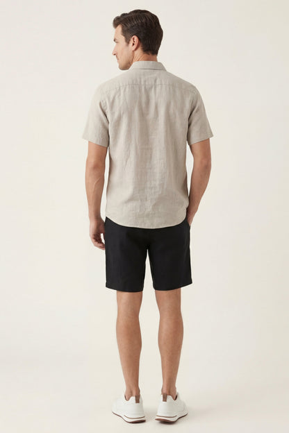 Verona Leinenhemd & Shorts Beige/Schwarz Maja
