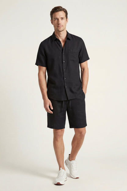 Verona Leinenhemd & Shorts Schwarz Maja