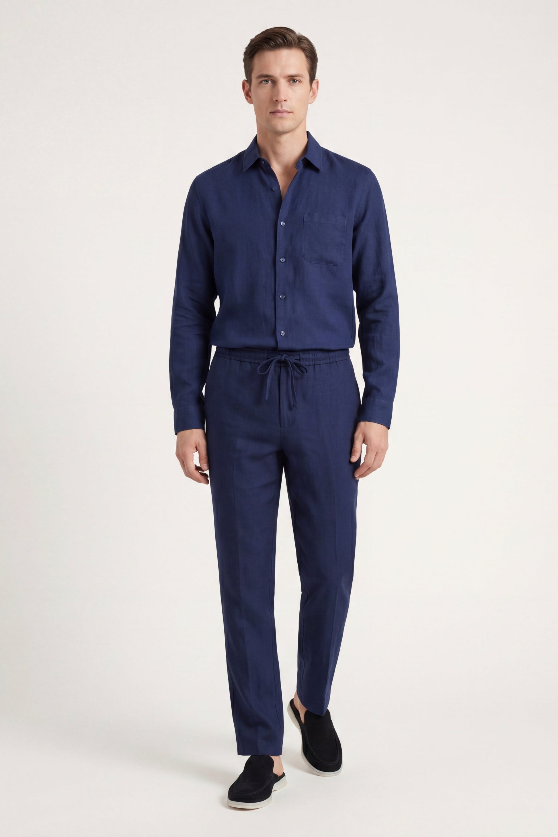 Bellagio Leinen Set Langarm Navy Maja