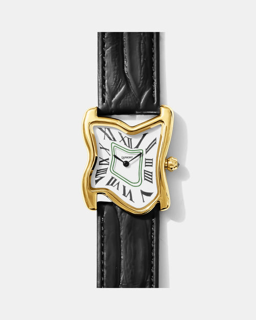 Quadratische Schmelz-Uhr Groß Gold Maja