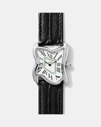 Quadratische Schmelz-Uhr Groß Silber Maja