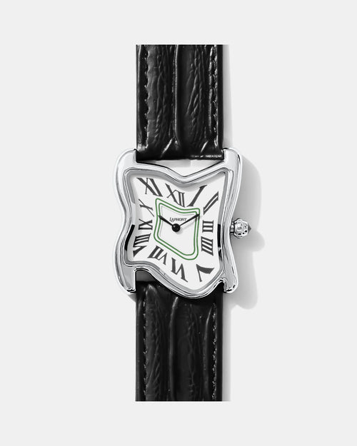 Quadratische Schmelz-Uhr Groß Silber Maja
