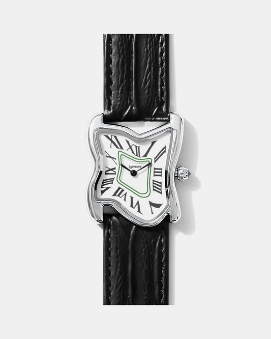 Quadratische Schmelz-Uhr Groß Silber Maja