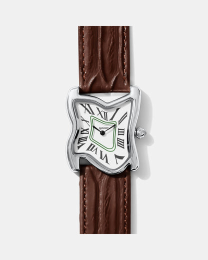 Quadratische Schmelz-Uhr Groß Silber Maja