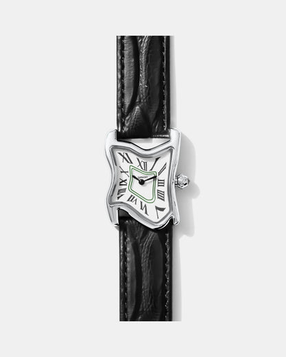 Quadratische Schmelz-Uhr Klein Silber Maja