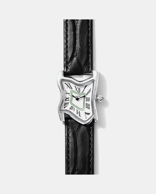 Quadratische Schmelz-Uhr Klein Silber Maja
