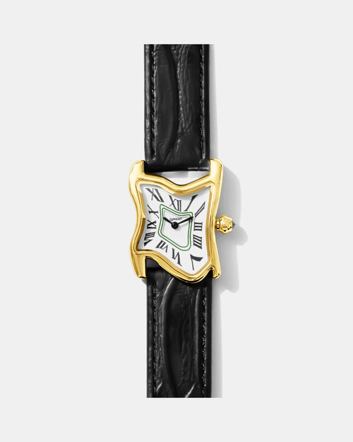 Quadratische Schmelz-Uhr Klein Gold Maja