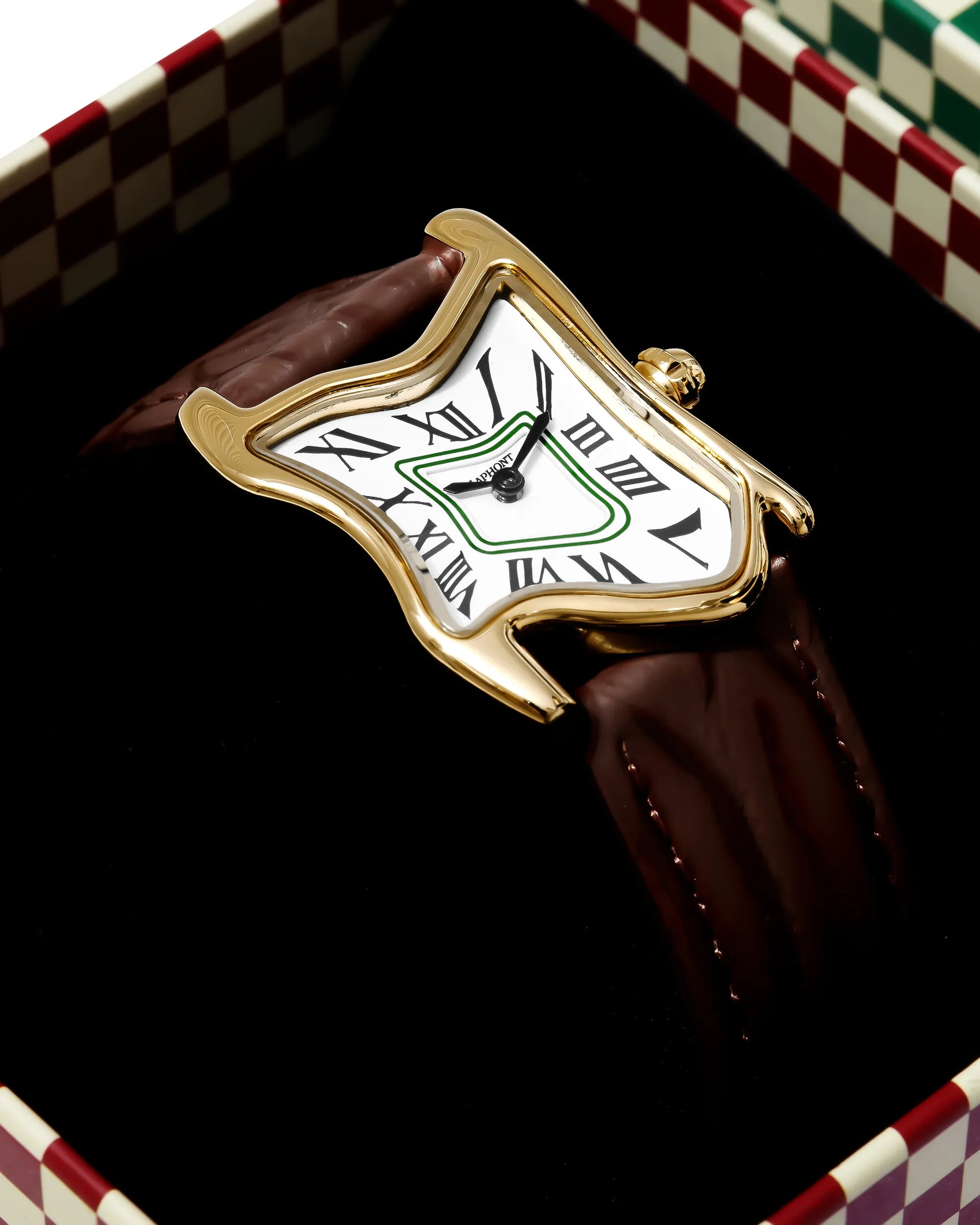 Quadratische Schmelz-Uhr Klein Gold Maja