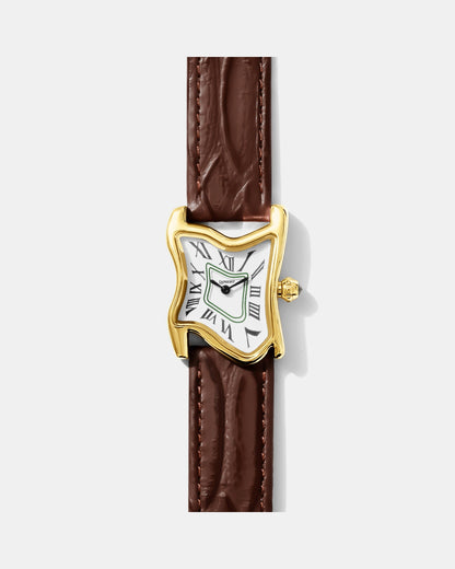 Quadratische Schmelz-Uhr Klein Gold Maja