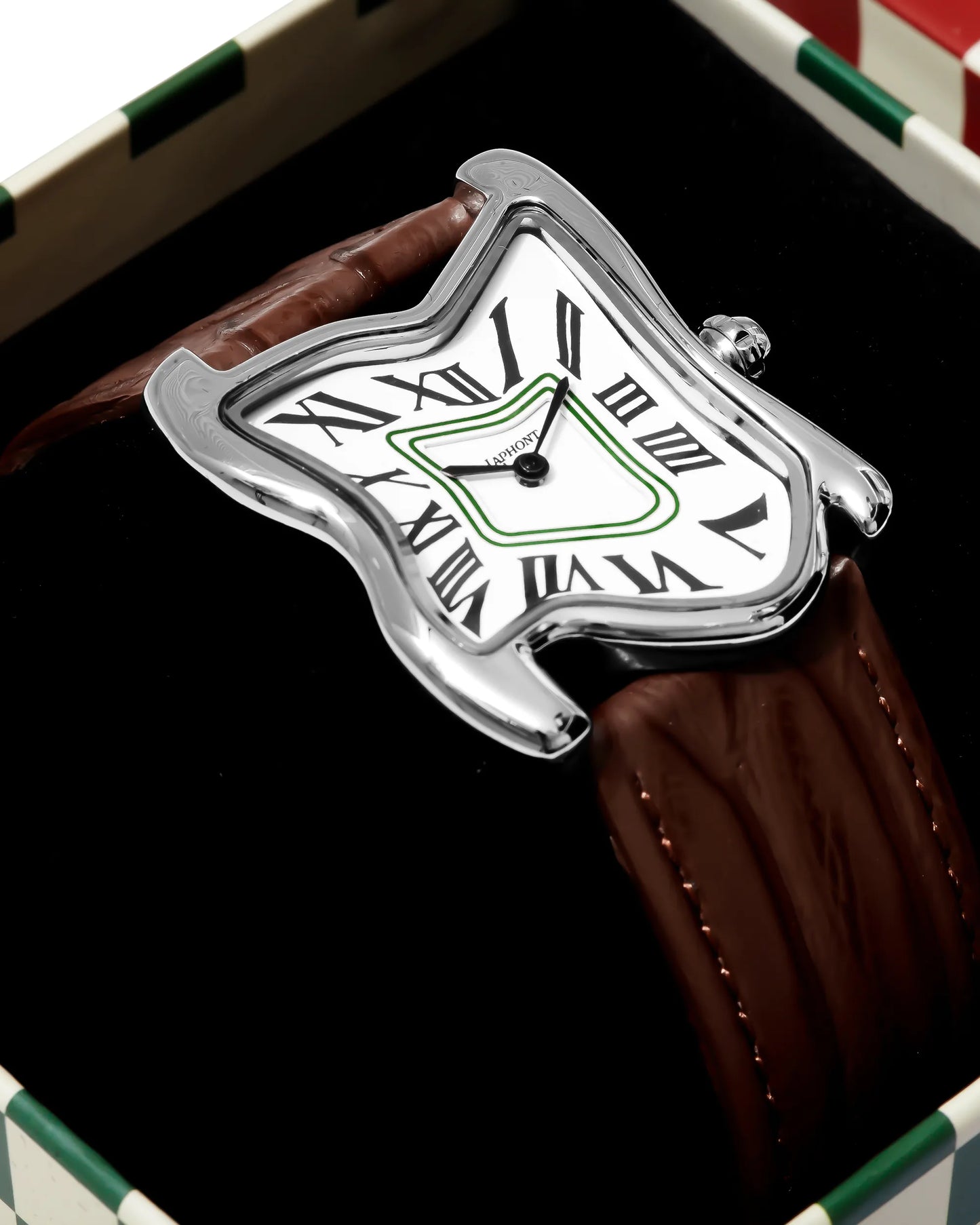 Quadratische Schmelz-Uhr Groß Silber Maja