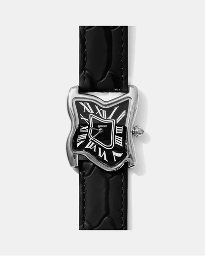 Quadratische Schmelz-Uhr Groß Silber Maja