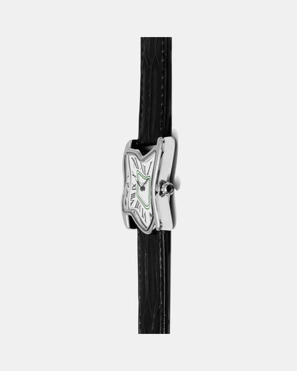 Quadratische Schmelz-Uhr Groß Silber Maja