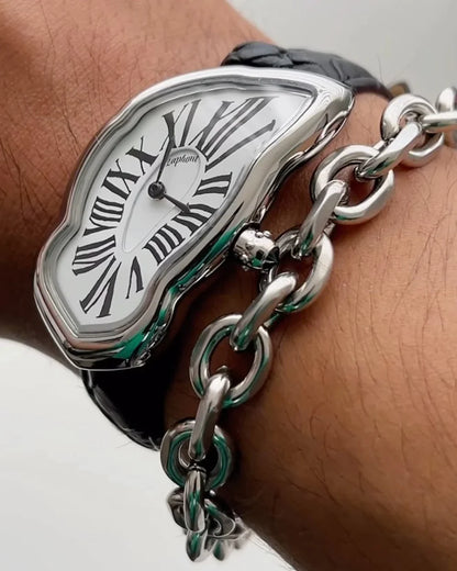 Schmelzende Uhr Groß Silber Maja