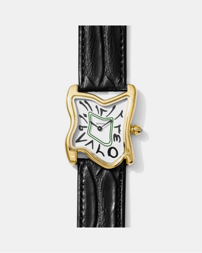 Quadratische Schmelz-Uhr Groß Gold Maja