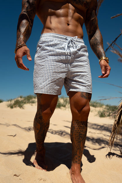 Montaro Badeshorts - Blau/Weiß Maja