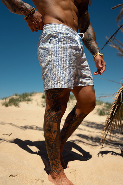Montaro Badeshorts - Blau/Weiß Maja