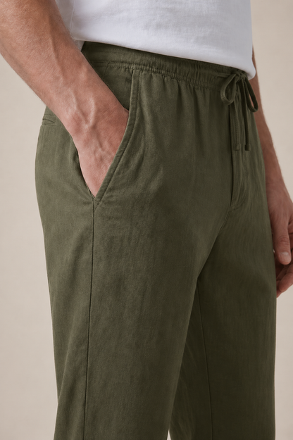 Leinen Bayside Hose Oliv Maja