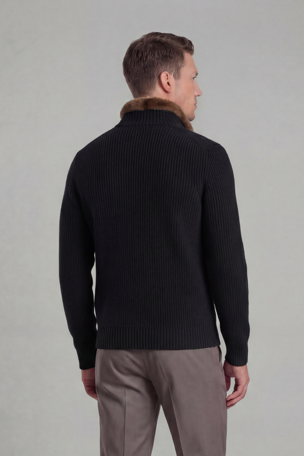Prager Pelzkragen Cardigan - Schwarz RivaSylt