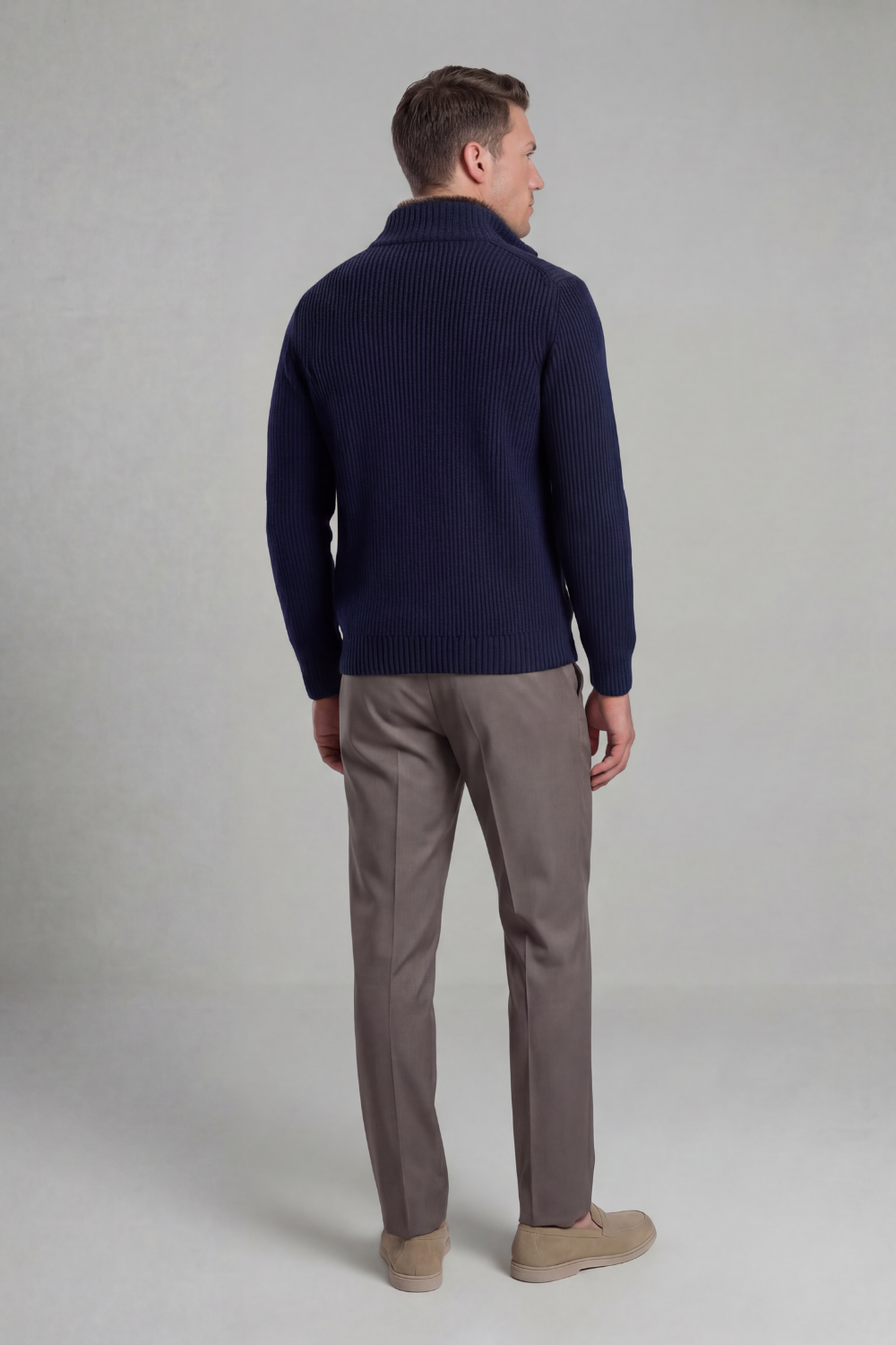 Prager Pelzkragen Cardigan - Marineblau RivaSylt