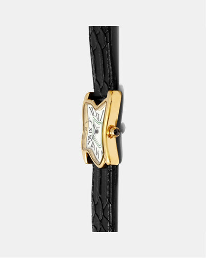 Quadratische Schmelz-Uhr Groß Gold Maja