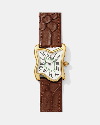 Quadratische Schmelz-Uhr Groß Gold Maja
