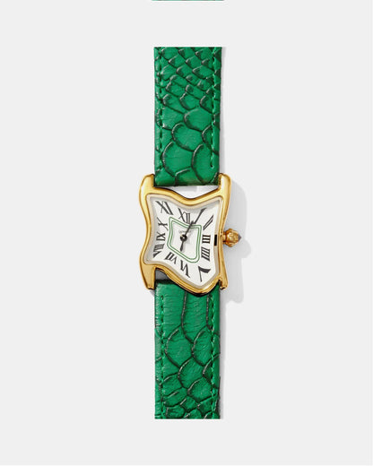 Quadratische Schmelz-Uhr Klein Gold Maja