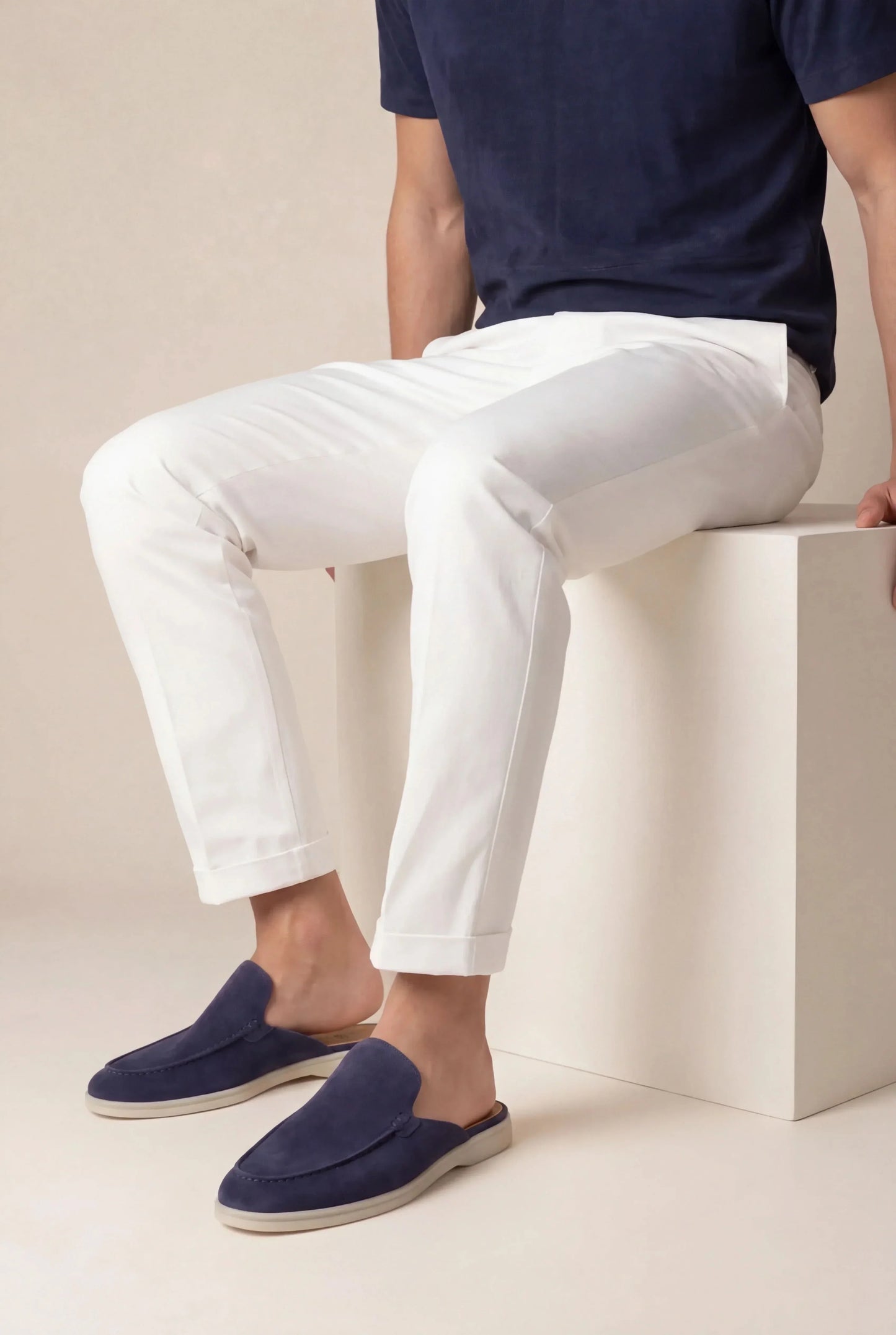 Marineblaues Wildleder Yacht-Mule Maja