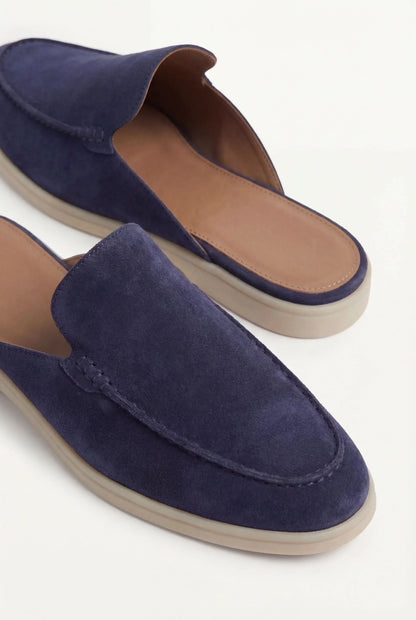Marineblaues Wildleder Yacht-Mule Maja