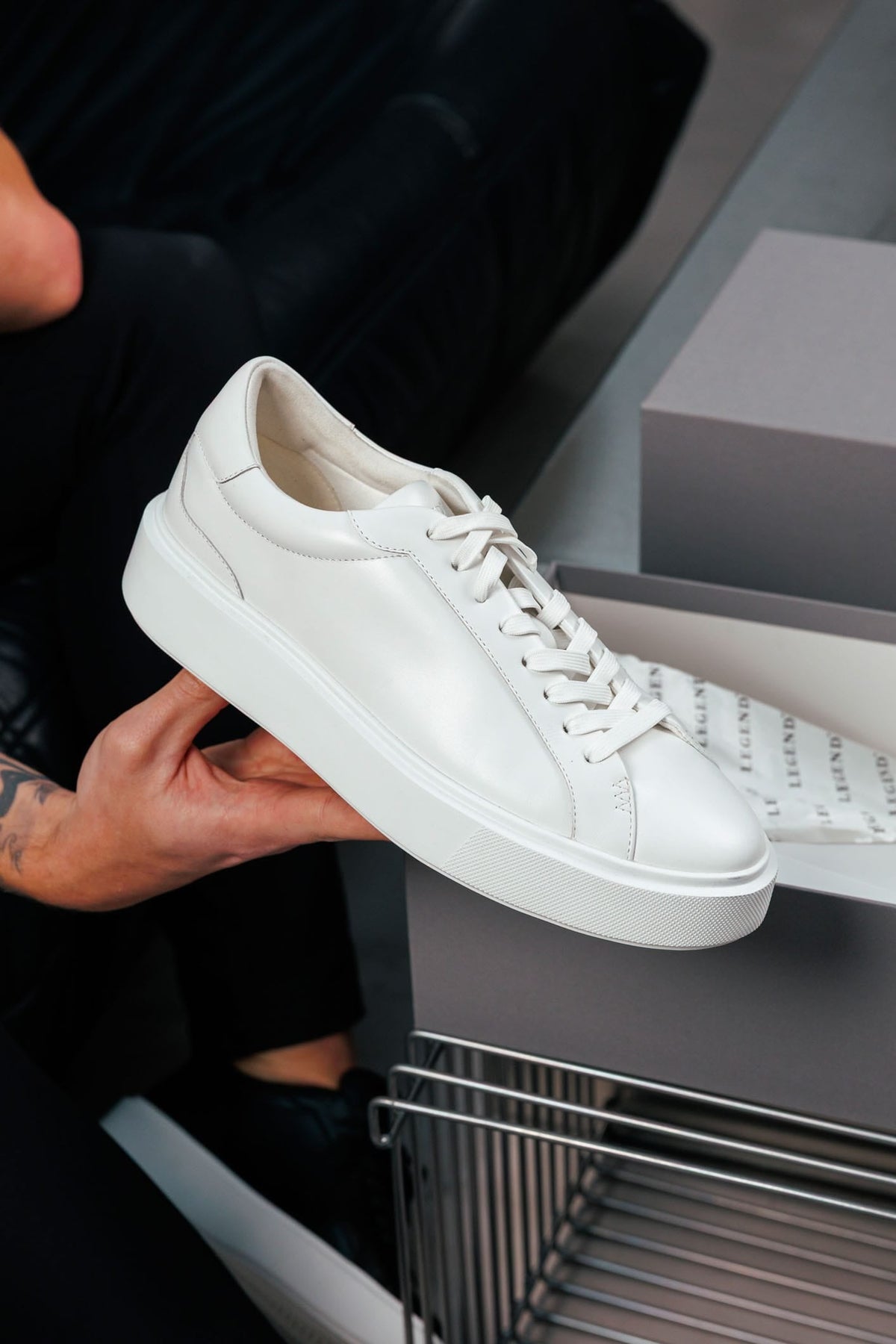 Boston Leder Trainer - Weiß RivaSylt