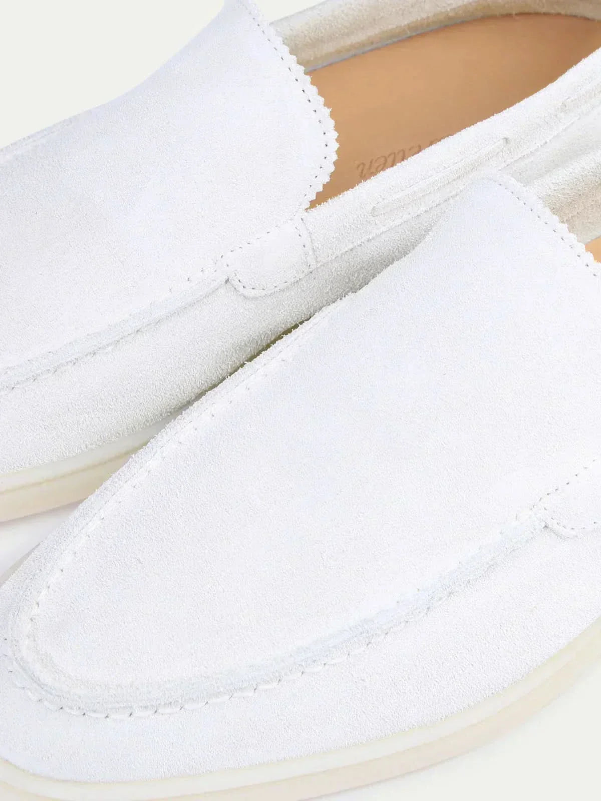Klassischer Suède Loafer Perlenweiß Maja