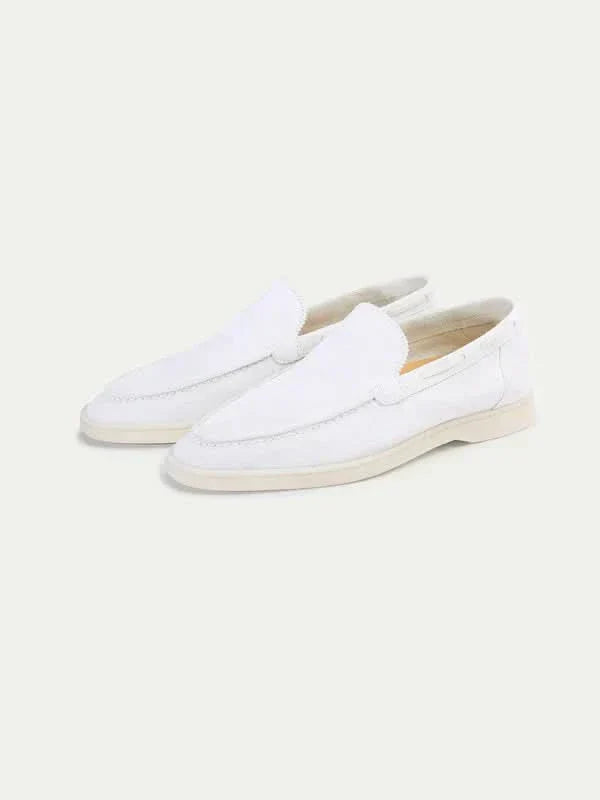 Klassischer Suède Loafer Perlenweiß Maja