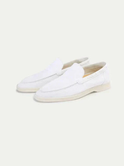 Klassischer Suède Loafer Perlenweiß Maja